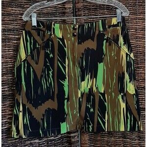 Jamie Sadock Golf Skort 8 Black Brown Neon Green Skirt Attached Bike Shorts